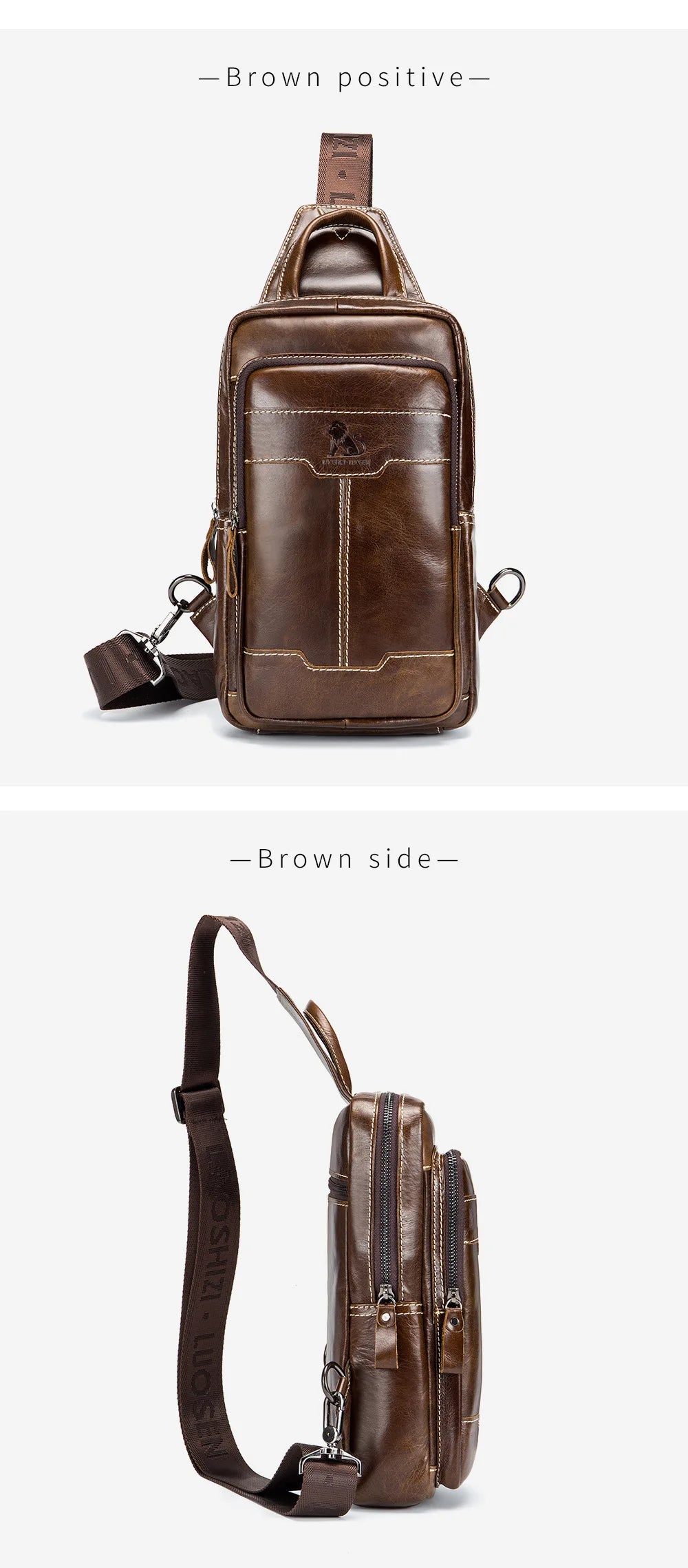 Cow hide genuine leather cross body bag