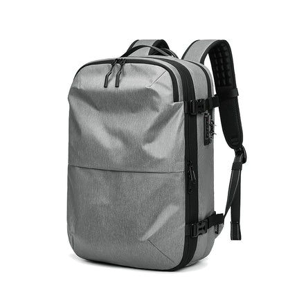 Ben Nevis gray travel backpack with black straps on a white background
