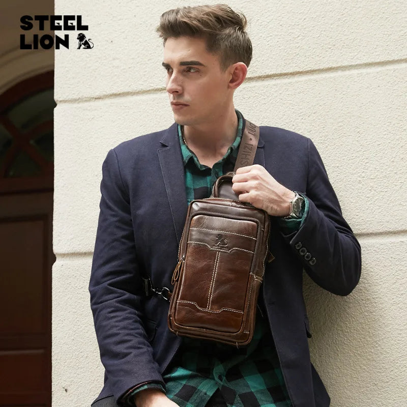 Cow hide genuine leather cross body bag