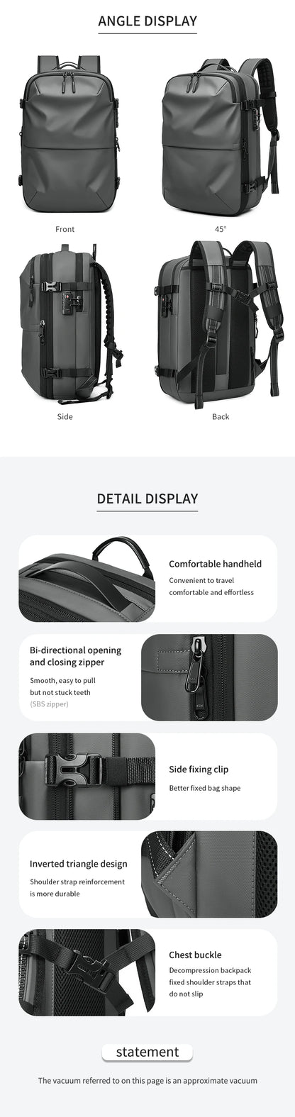 Ben Nevis compression Backpacks displayed from different angles with detailed features on a white background.