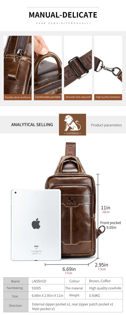 Cow hide genuine leather cross body bag