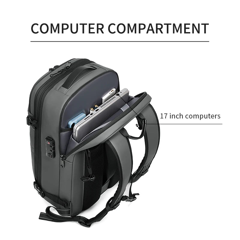 Ben Nevis backpack with open compartment for 17-inch laptop on a white background
